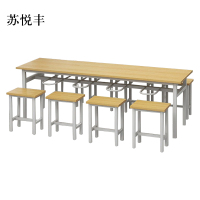 苏悦丰餐桌8人学校食堂小吃店快餐桌椅饭堂防火板桌2200*600*750含椅