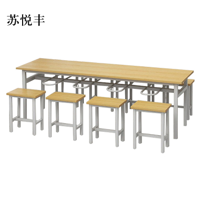 苏悦丰餐桌8人学校食堂小吃店快餐桌椅饭堂防火板桌2200*600*750含椅