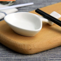 陶瓷托架酒店餐桌纯白筷架两用多用筷子架枕筷拖汤勺托筷子托家用 匙托筷架;20个/组