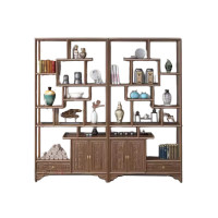戴劲 博古架多宝阁茶叶架子新中式客厅办公室隔断置物架两门一斗博古架