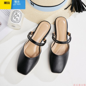 聚范两穿凉鞋2024新款女夏外穿时尚女士配裙子包头半拖鞋粗跟凉拖单鞋