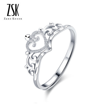 ZSK珠宝皇冠铂金戒指Pt950铂金开口戒指女戒活口可调节尺寸铂金戒指（计价）2.08克
