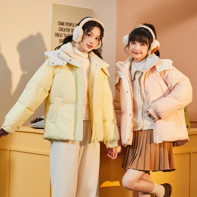 [3件8.5折271.9元,叠加优惠券]唐狮短款棉服女年冬季新款仿羊羔毛拼接棉衣超好看棉袄外套K