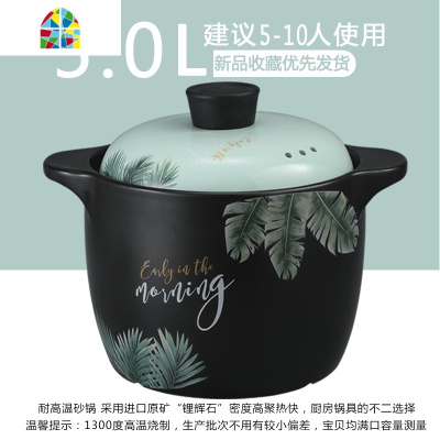 煲仔饭耐热陶瓷砂锅煲汤家用炖汤锅煤气炉专用小号沙锅燃气可高温 FENGHOU 3.0L绿之叶丨适合2-4人收藏优先发货