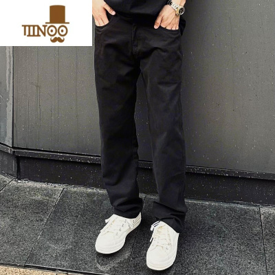 YANXUZacksoul 水洗做旧磨毛直筒休闲长裤百搭感纯色港风显瘦男裤