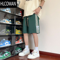 HLCOMAN新款2025夏季男女潮流休闲百搭五分短裤针织拼色短裤宽松男女