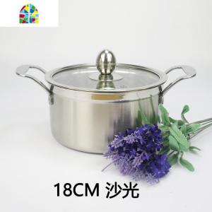 小汤锅不锈钢加厚双耳迷你火锅 燃气电磁炉泡面宝宝辅食锅具奶锅 FENGHOU 光亮16CM