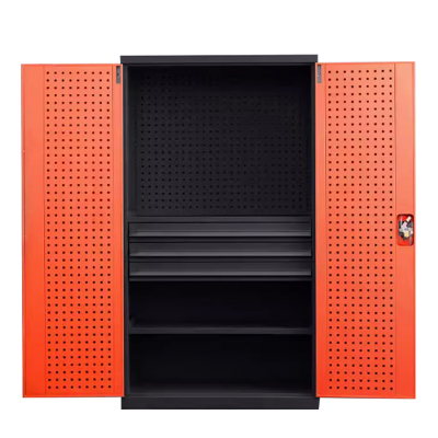 风雷动重型工具柜车间用加厚物件工具储物柜工厂铁皮柜汽修厂零件收纳柜橘色三层三抽带挂板