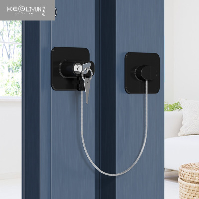 可莉允防开窗户安全锁儿童开门抽屉锁扣移门推拉门防夹手固定器卡扣钥匙锁-黑-5个装-大面积胶加固多功能安全锁