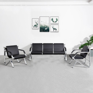 慧采云 办公家具钢架沙发办公沙发现代简约商务接待会客皮沙发组合