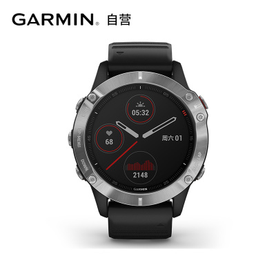 佳明（GARMIN）Fenix6普通版不锈钢表圈GPS黑色表带运动户外智能心率多功能跑步手表中文版