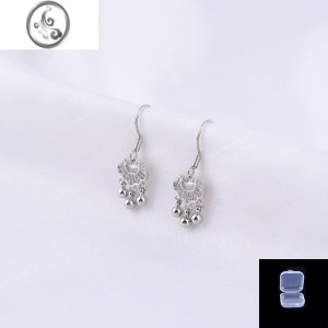 JiMi925银银耳钩平安锁耳环女小众设计耳钉高级轻奢耳坠名族风耳饰ins