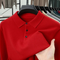 青年复古翻领POLO领毛衣男士秋冬季翻领休闲保暖针织打底衫男