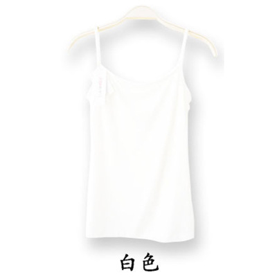 夏季莫代尔女士吊带弹力背心大码宽松小背心纯黑色打底衫