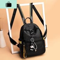 背包女士小号双肩包韩版英伦简约潮轻便商务运动牛津布女青年小型NEW LAKE 黑色+带小熊