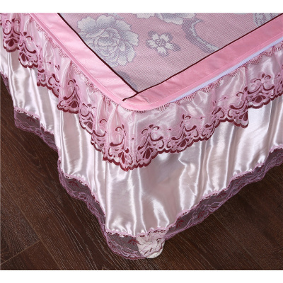 美帮汇韩式床裙款冰丝席夏季凉席双人可水洗带花边防滑三件套公主风2.0