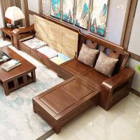 新中式实木沙发冬夏两用现代简约木质沙发组合储物布艺客厅家具