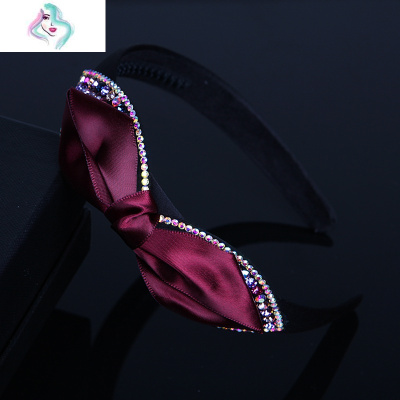 韩国蝴蝶结带齿压发成人发箍宽边防滑韩版水钻发卡优雅头箍发饰女你那么美黑色细齿条S款发夹