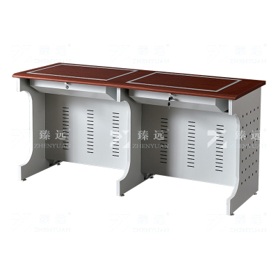臻远 ZY4012414 隐藏式翻转电脑桌培训桌办公桌B款双人位