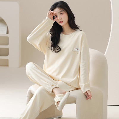 啄木鸟睡衣女士春秋季纯棉长袖长裤休闲可外穿全棉云朵家居服套装