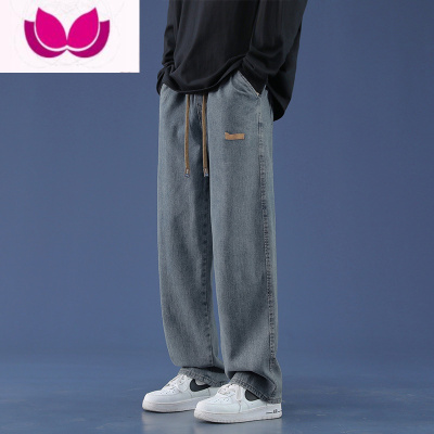 七斓阔腿牛仔裤男士夏季宽松直筒休闲复古潮牌美式高街长裤子男款