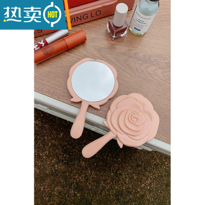 敬平高级玫瑰花朵~小号化妆镜ins风迷你手持补妆镜学生便携随身小镜子 奶粉*2便携式用镜