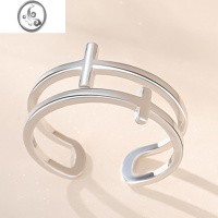 JiMi港风个性S925银银戒指女时尚简约潮流开口指环小众设计个性