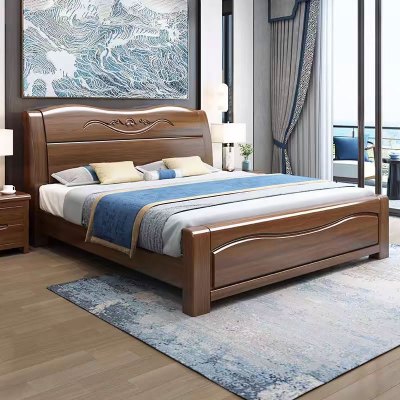 中豫鑫泽 ZYXZ4022918胡桃木实木床1.5米单人床含一个床头柜