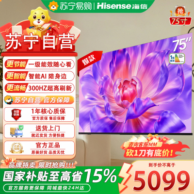 海信电视小墨75E5Q Pro 75英寸 768分区U+MiniLED 信芯芯片抗反光防眩光墨晶屏