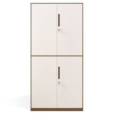 全简文件柜办公柜钢制铁皮柜资料柜档案柜储物拆装柜通双节文件柜咖白套色