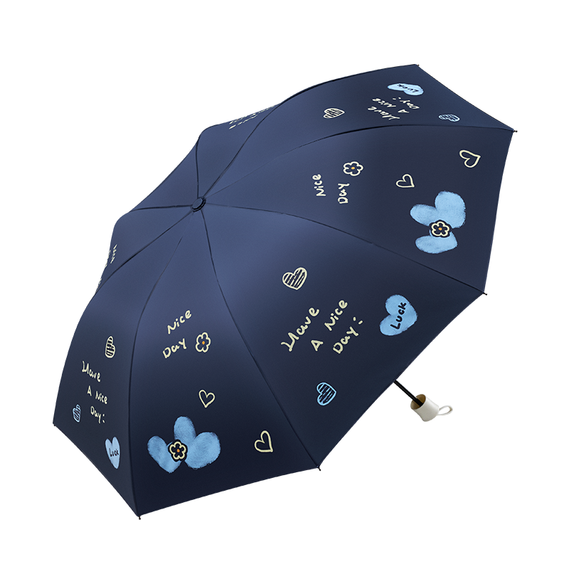 天堂成人防紫外线三折黑胶晴雨伞57*8骨大伞面耐用防水防晒伞风景图案