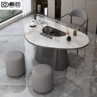 戴劲岩板茶桌椅组合现代家用阳台简约茶桌办公室泡茶桌1.3桌1主椅2凳