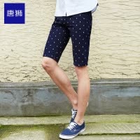 [8.5折价74.8元叠加优惠券]唐狮夏装休闲短裤男印花休闲男士短裤夏季马裤修身男潮分中裤