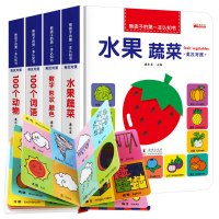 全4册宝宝认知书 0-3岁幼儿看图识物识字中英文双语启蒙认知翻翻书 婴幼儿识图卡片撕不烂早教书