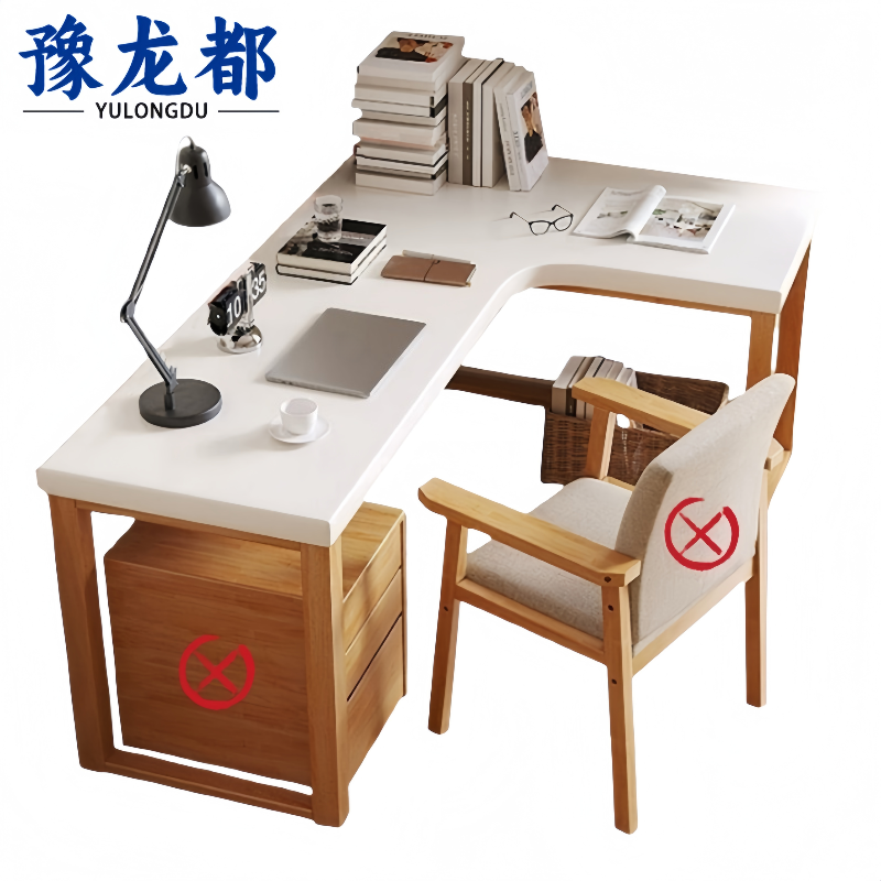豫龙都转角书桌木质张