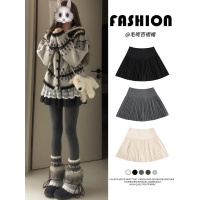 灰色百褶短裙女冬新款miu系高腰显瘦a字伯克利裙羊毛呢半身裙