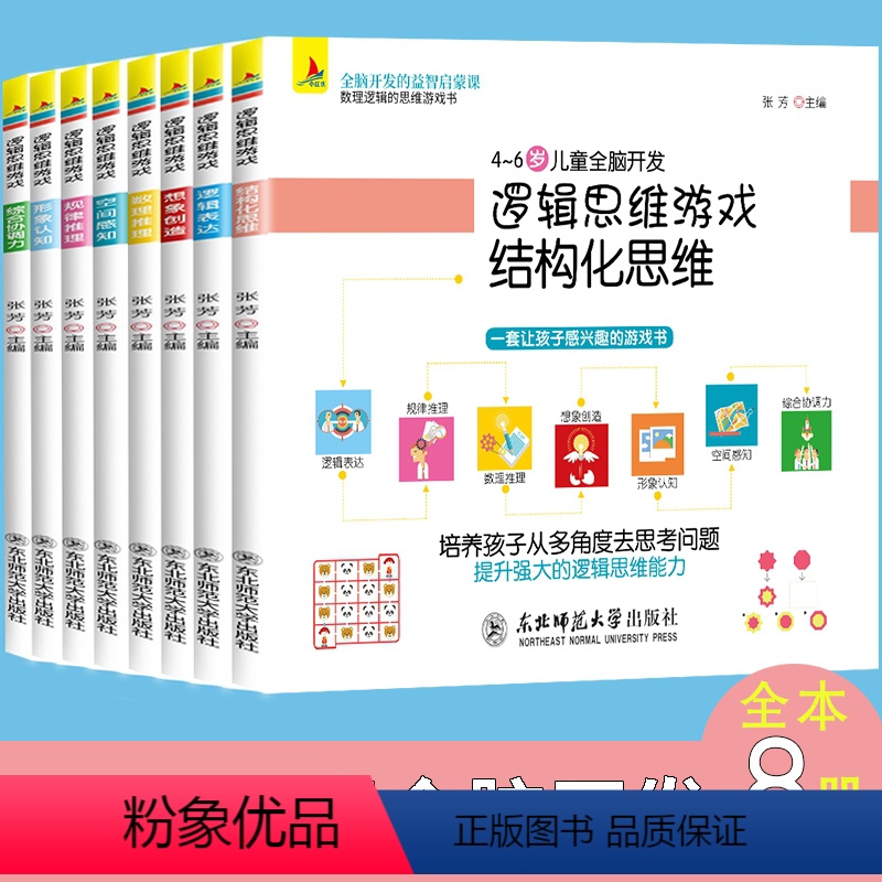 [正版]全8册逻辑思维训练游戏 全脑开发游戏书婴幼儿数学早教启蒙3-4-5-6岁左脑右脑开发 儿童专注力记忆力观察力儿