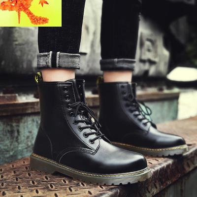 男鞋子春季韩版高帮马丁靴子英伦风工装黑色皮靴百搭潮鞋短靴黑靴简畅