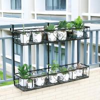 家柏饰(CORATED)阳台花盆挂架花架置物架铁艺多层挂式花盆架多肉装饰室内花架子 双层方形50*25*12CM
