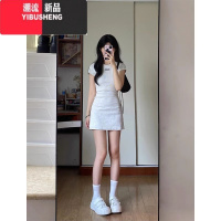 YIBUSHENG美式辣妹收腰短袖连衣裙女季高级感小个子甜辣修身显瘦包臀短裙