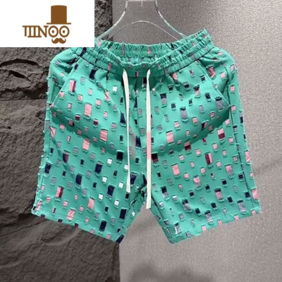 YANXU夏季新款男士时尚个性印花短裤潮牌痞帅青年百搭五分裤宽松沙滩裤