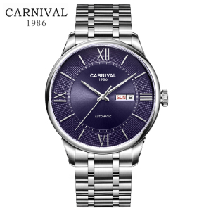 瑞士嘉年华(CARNIVAL)新款正品手表进口Miyota机芯自动机械表 男表时尚防水商务大表盘精钢男士腕表8846