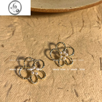 JiMi清冷温柔风镂空花朵珍珠耳钉高级感耳饰气质百搭耳环2023新款