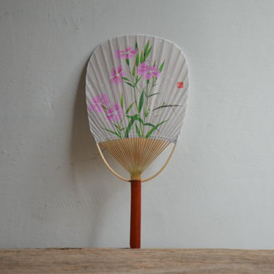 团扇纸制日式和风扇日本女扇和服扇白色手绘空白扇子文艺竹扇三维工匠桔梗花