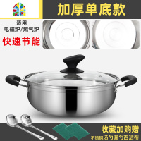 不锈钢双耳汤锅加厚火锅蒸锅家用商用专用燃气电磁炉大容量锅具盆 FENGHOU 32CM三层复合底特厚款适合4-8人