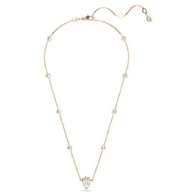 Swarovski女士玫瑰金龙凤吊坠项链水晶珍珠锁骨链可调节长度送礼