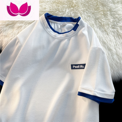 七斓港风华夫格短袖t恤夏季潮流ins宽松假体恤男生半袖上衣服