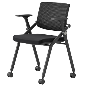 豫亨 黑色折叠培训会议椅无写字板带轮子