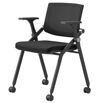 豫亨 黑色折叠培训会议椅无写字板带轮子