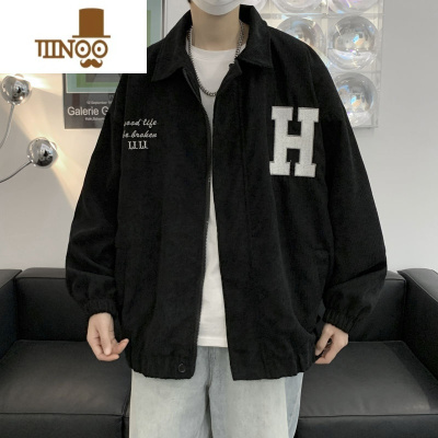 YANXU灯芯绒外套男士款加肥加大码宽松潮牌港风日系感痞帅夹克